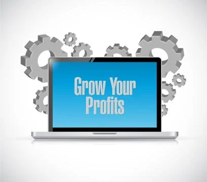Grow your profits computer sign concept Stockillustratie