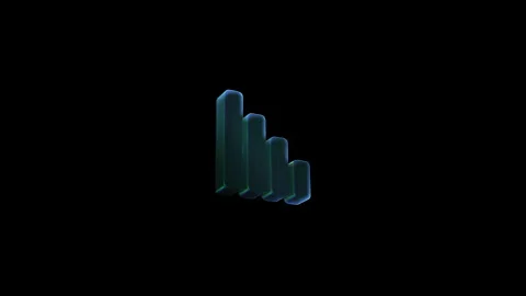 Growing and decreasing bar charts rotating on black background Stock Footage 320209655