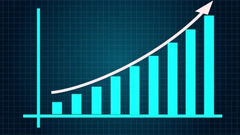 Growing Annual Business Chart. translucent, Alpha Channel. Animated Growth .. Stock Footage 296623765