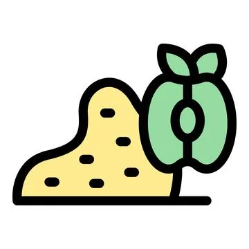 Growing apple tree seedling from ground icon illustration Illustration