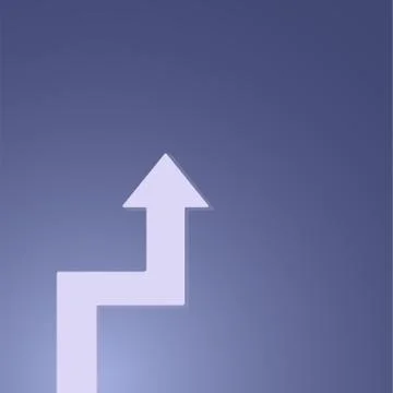 Growing arrow chart in dark blue background, flat and shadow design Stock Illustration