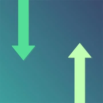 Growing arrow chart in dark Green background, flat and shadow design Stock Illustration