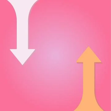 Growing arrow chart in pink background, flat and shadow design Stock Illustration