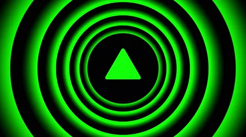 Growing arrow sign surrounded by green blurred circles - visual illusion. Stock Footage