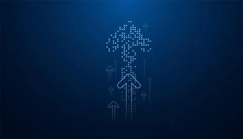 A Growing up arrows on dark blue background. Group of upward and Business A.. Stock Illustration