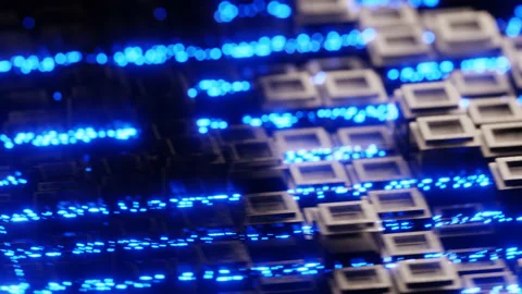 Growing Artificial Intelligence network, or AI futuristic data flow pathways Stock Footage 229236532