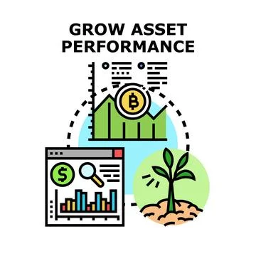 Growing asset performance with financial analytics and investment strategy Stock Illustration