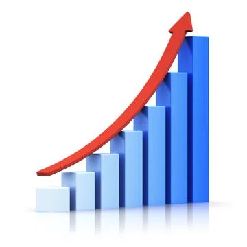 Growing bar chart with arrow Stock Illustration