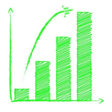 Growing bar chart with arrow Stock Illustration