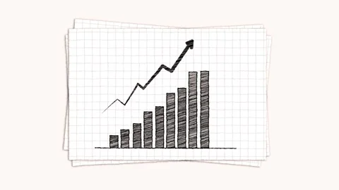 Growing Bar Chart with Arrow on paper sheet sketch style animation. Busines.. Stock Footage 305710384