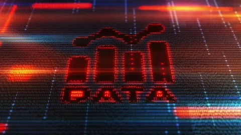 Growing bar chart emerging from binary code in red and blue 스톡 동영상 317971425