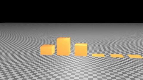 Growing bar chart with orange rising arrow isolated Video stock 98863553