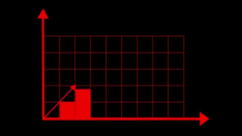Growing bar chart showing increase in data on grid background with arrows Stock Footage 340001048
