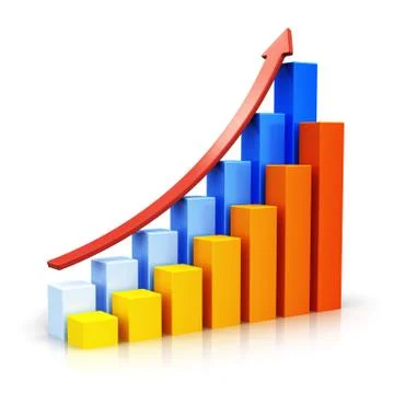 Growing bar charts with arrow Stock Illustration