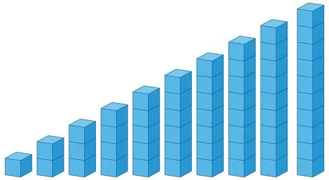 Growing Bar Graph of Blue Cubes Stock Illustration