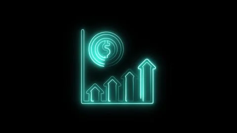Growing bar graph with dollar coin shows financial success or business grow.. Stock Footage 345548264