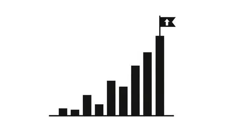 Growing bar graph with flag Illustrazione stock