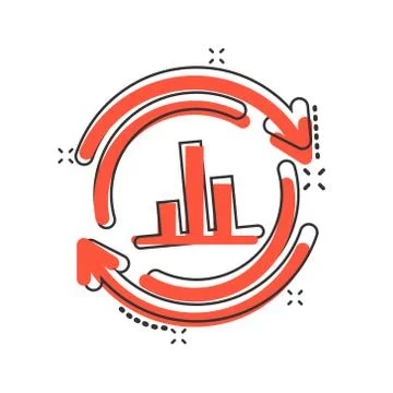 Growing bar graph icon in comic style. Increase arrow cartoon vector illustra Stockillustratie