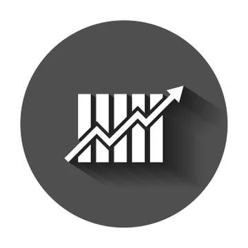 Growing bar graph icon in flat style. Increase arrow vector illustration with Stock Illustration