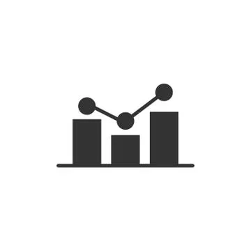 Growing bar graph icon in flat style. Increase arrow vector illustration on w Illustrazione stock