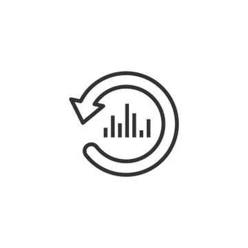 Growing bar graph icon in flat style. Increase arrow vector illustration on w Illustrazione stock