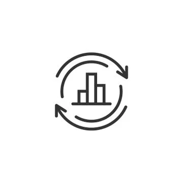 Growing bar graph icon in flat style. Increase arrow vector illustration on w Stock Illustration