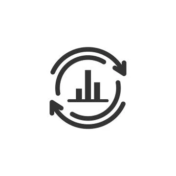 Growing bar graph icon in flat style. Increase arrow vector illustration on w Stock Illustration