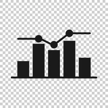 Growing bar graph icon in flat style. Increase arrow vector illustration on w Illustrazione stock