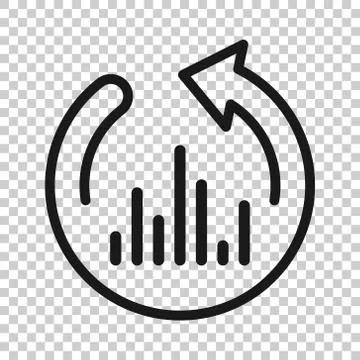 Growing bar graph icon in flat style. Increase arrow vector illustration on w Stock Illustration