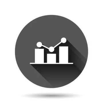 Growing bar graph icon in flat style. Increase arrow vector illustration on b Illustrazione stock
