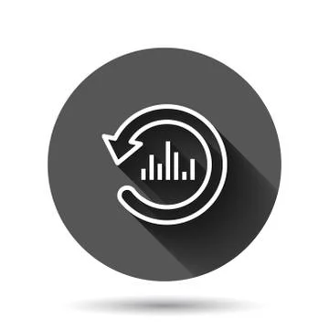 Growing bar graph icon in flat style. Increase arrow vector illustration on b Illustrazione stock