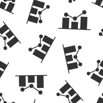 Growing bar graph icon in flat style. Increase arrow vector illustration on w Illustrazione stock