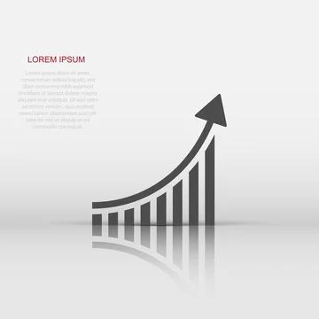 Growing bar graph icon in flat style. Increase arrow vector illustration on.. Stock Illustration