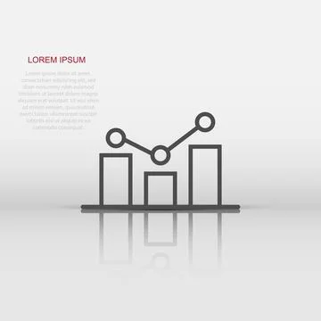 Growing bar graph icon in flat style. Increase arrow vector illustration on.. Illustrazione stock