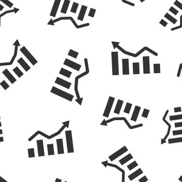 Growing bar graph icon seamless pattern background. Increase arrow vector ill Illustrazione stock