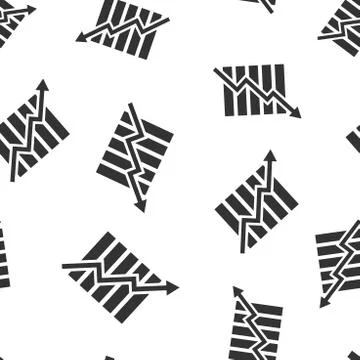 Growing bar graph icon seamless pattern background. Increase arrow vector ill Stockillustratie