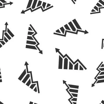 Growing bar graph icon seamless pattern background. Increase arrow vector ill Stock Illustration