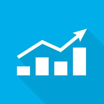 Growing bar graph icon. Vector illustration. Stock Illustration