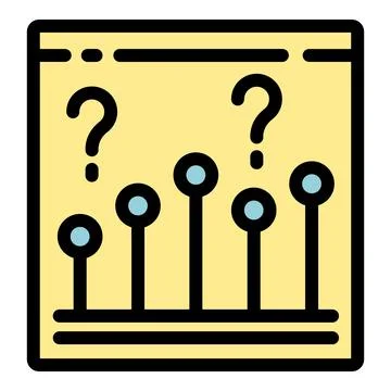 Growing bar graph with question marks symbolizing increasing uncertainty in b Illustrazione stock