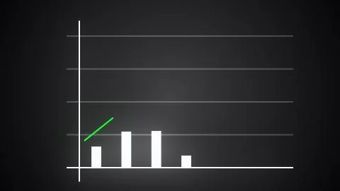 Growing bar graph with rising arrow, financial forecast graph, 3d render Stock Illustration