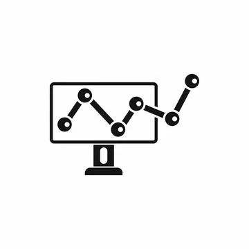 Growing bar graph on the screen of computer icon Illustrazione stock