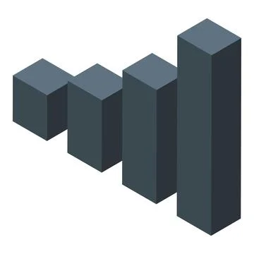 Growing bar graph showing increasing statistics in isometric view Stock Illustration