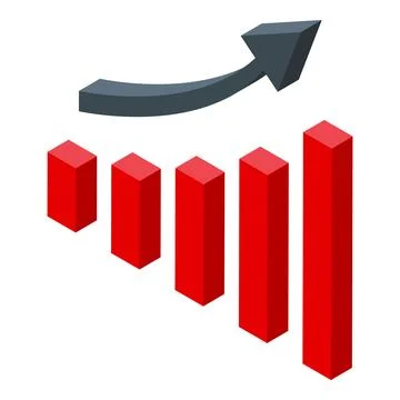 Growing bar graph showing increasing statistics with upward arrow Stock Illustration