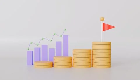 Growing bars graph rising forward achievement goal, Business chart graph Stockillustratie