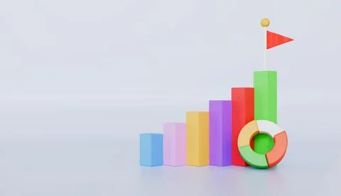 Growing bars graphic rising forward achievement goal, Business chart graphic Stock Illustration