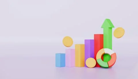 Growing bars graphic rising forward achievement goal, business chart graphic Stock Illustration