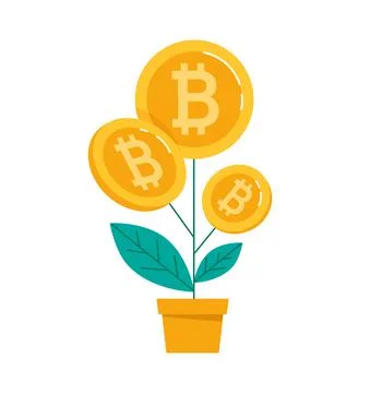 Growing bitcoin, growth concept. Blockchain technologies, digital money market Stock Illustration