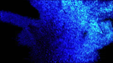 Growing blue particular form on black background Stock Footage 64575334