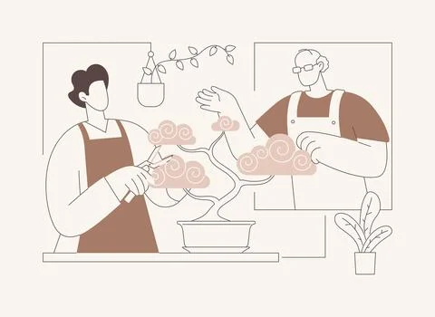 Growing bonsai isolated cartoon vector illustrations. Stock-Illustration