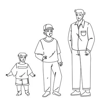 Growing Boy From Little Baby To Adult Man Vector Stock Illustration